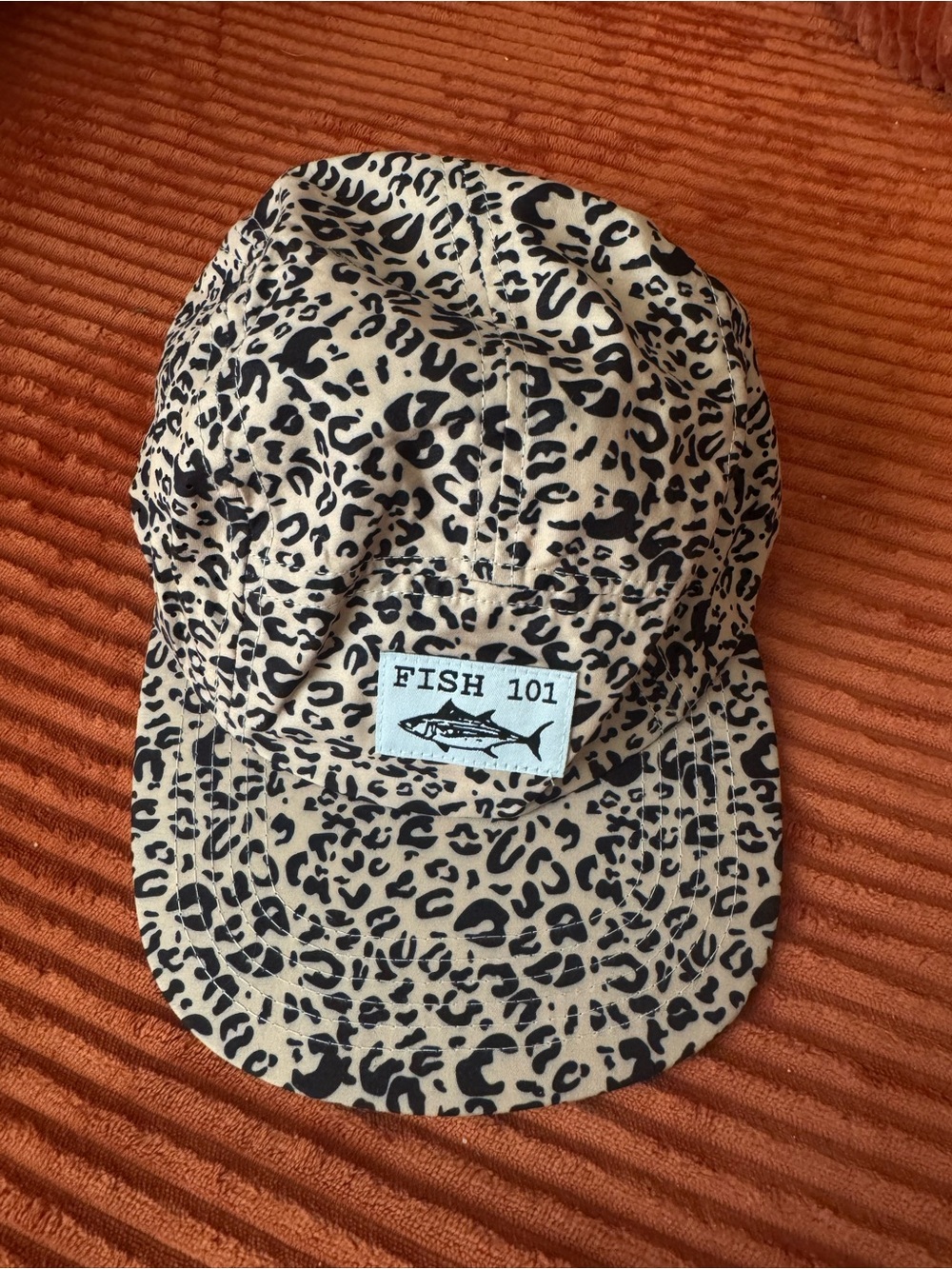 Fish 101 Leopard Print Tan and Black Cap